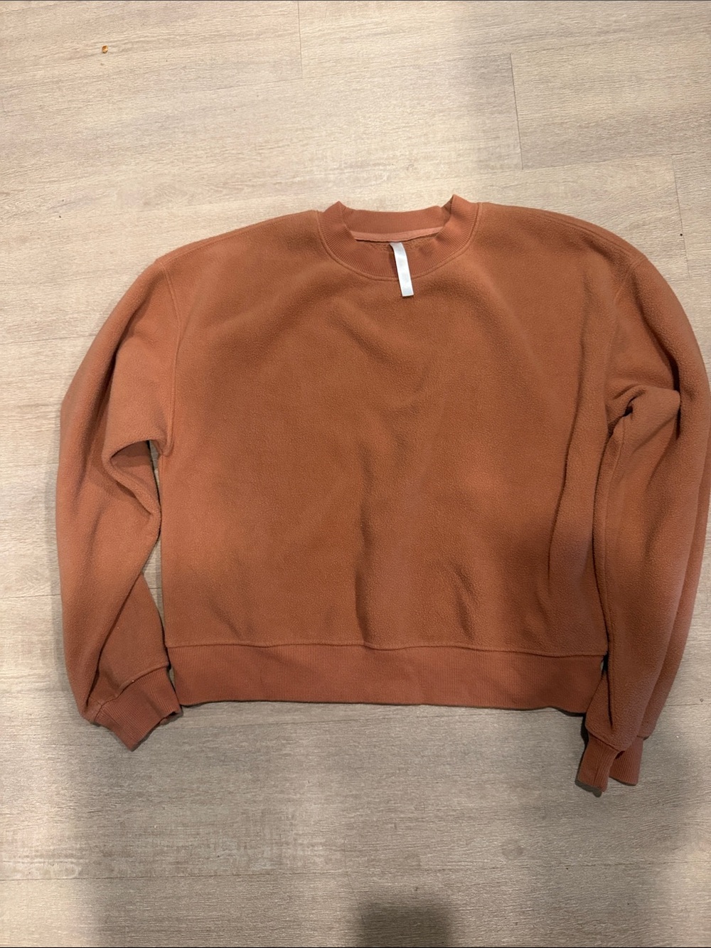 Fabletics Women's Cropped Crewneck Sweater in Rust Brown